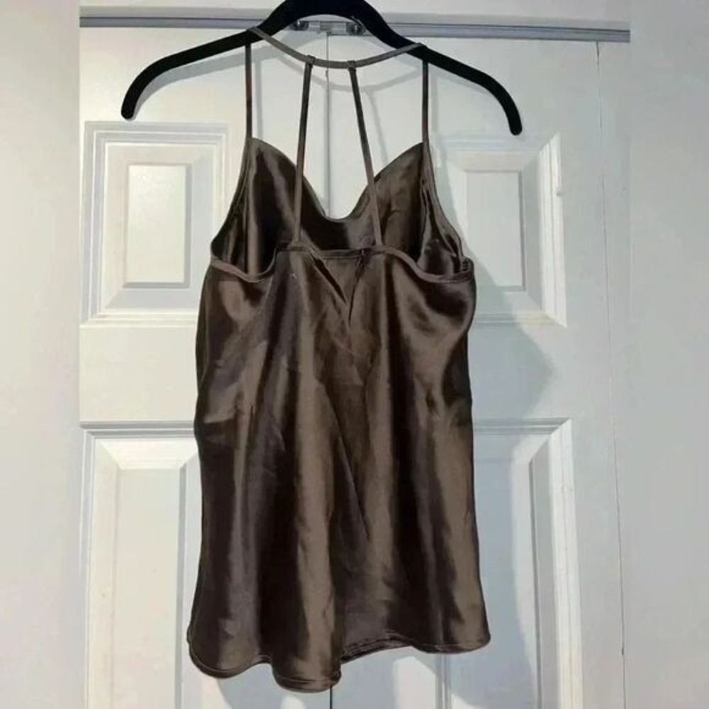 Pleione Elegant Brown Satin Halter Top Camisole Evening Party Tank D14 - Picture 3 of 6